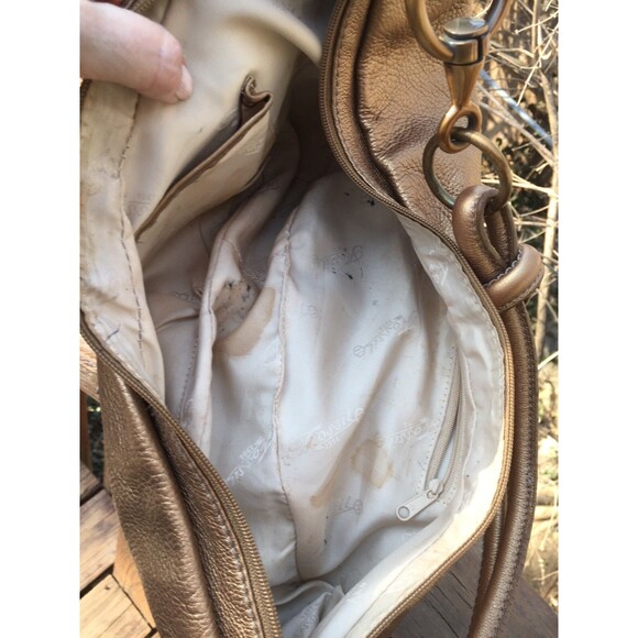 Fossil Genuine Leather Gold Pebbled Hobo Sling Shoulder Bag Purse Shoulder Bag - Picture 10 of 10